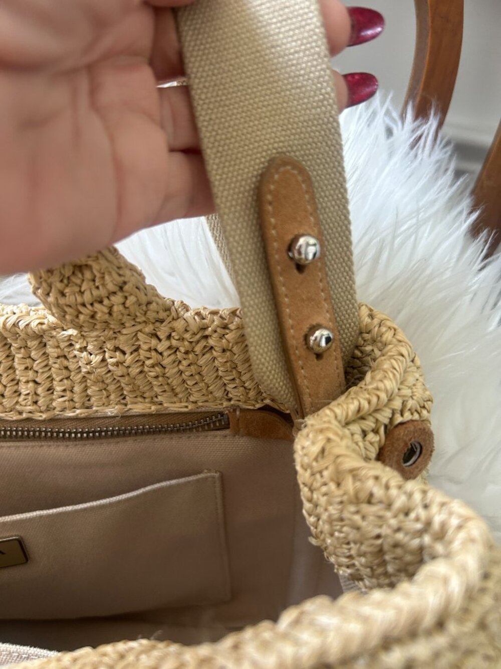 Prada Pom Pom Raffia Convertible Tote with Original Strap - Picture 10 of 16